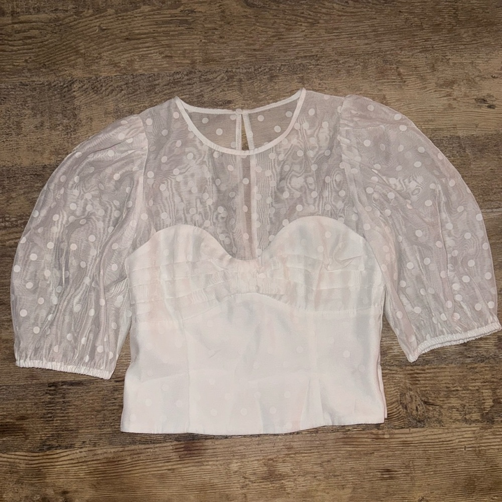 NWT Do+Be Sheer Polka-Dot Blouse Size Small